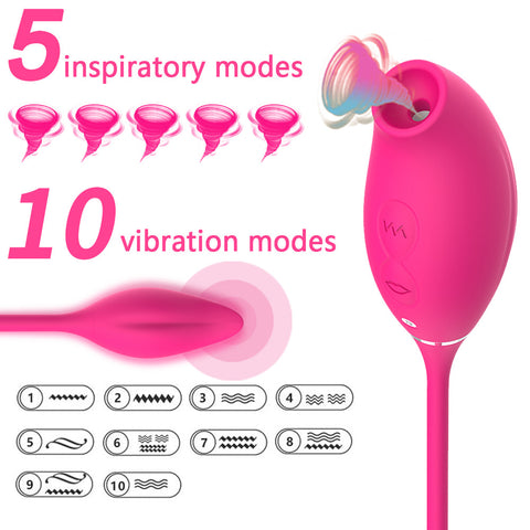 HC Double Ended Suction & G-Spot Vibrator - Rose