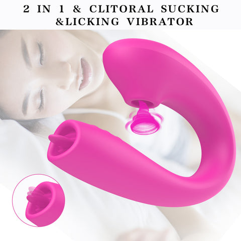 HC Wearable Remote Control Clitoral Sucking & G-Spot Licking Vibrator - Rose