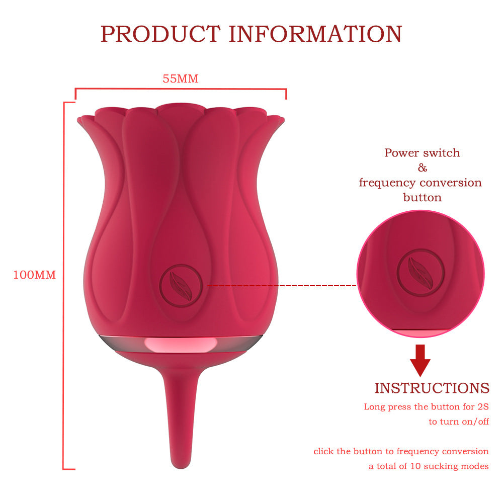 HC Rose Clitoris Suction Vibrator - Red