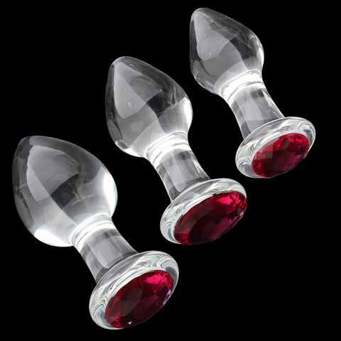 Crystal Jewelled Glass Anal Plug - S/M/L