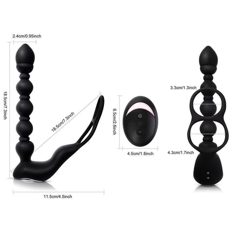 Auto Heating Remote Control Prostate Massager & Cock Ring Anal Beads