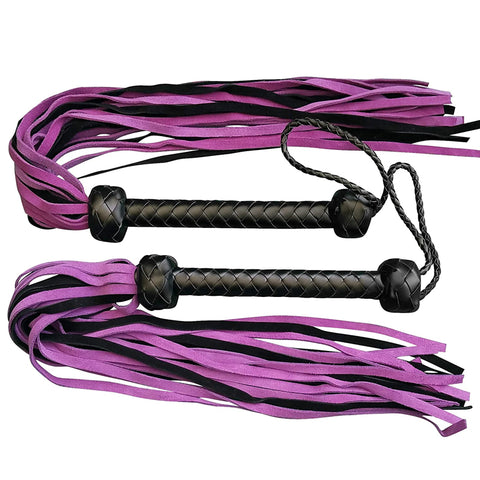 68cm Faux Leather Tassels Bondage Whip - Purple & Black