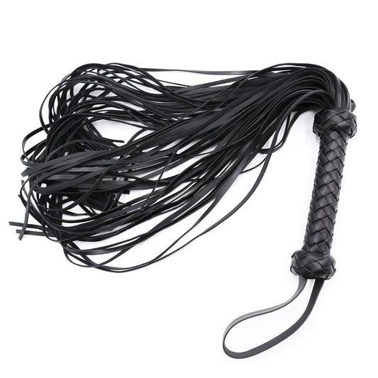 Black Faux Leather Tassel Bondage Flogger - BDSM Whip Accessory