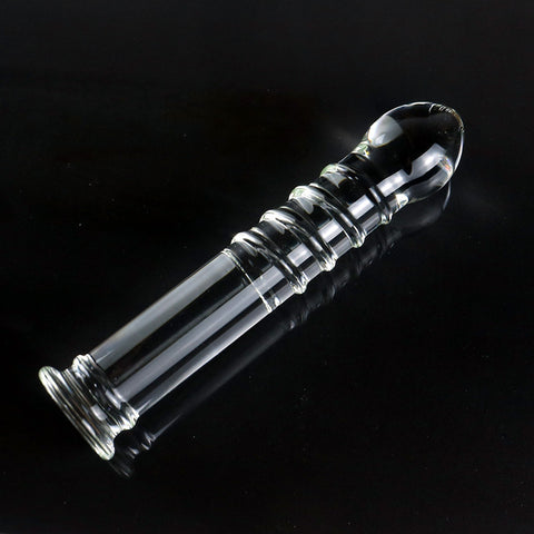 25cm Big Threaded Glass Dildo / Anal Plug - Clear