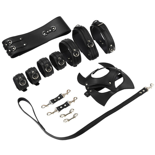 Premium BDSM Restraint Bondage Kit - 7 Pcs Black