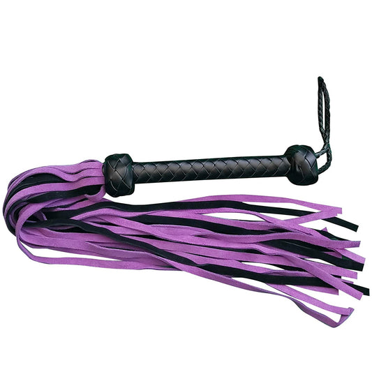 68cm Faux Leather Bondage Whip with Purple & Black Tassels