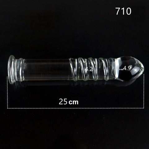 25cm Big Threaded Glass Dildo / Anal Plug - Clear