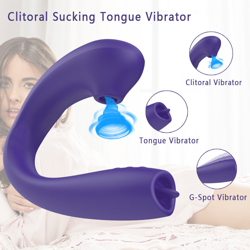 HC Wearable Remote Control Clitoral Sucking & G-Spot Licking Vibrator - Purple