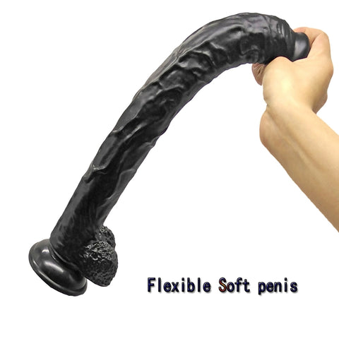 MD Laser Super X-Large Realistic Dildo & Anal Snake 40cm- Black