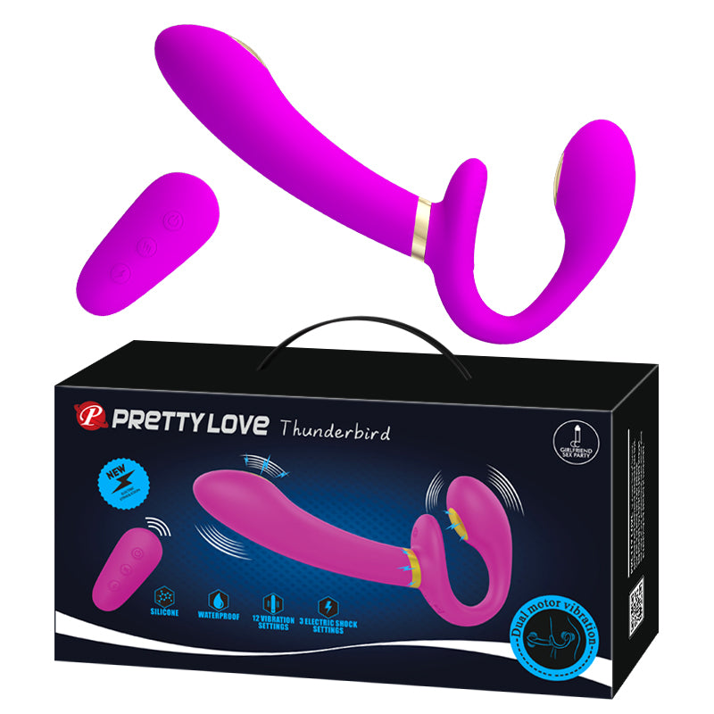Pretty Love Thunderbird - Remote Control Strapless Strap-On Electric Shock Dildo Vibrator