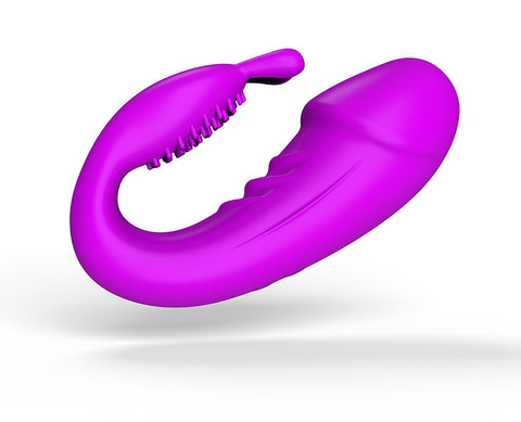 JRL Remote Control Wearable Clitoris & GSpot Vibrator Dildo - Purple