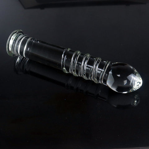 25cm Big Threaded Glass Dildo / Anal Plug - Clear