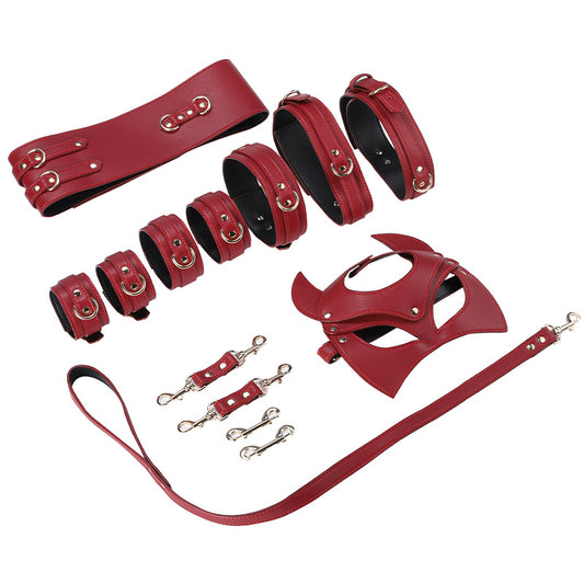 Premium BDSM Restraint Bondage Kit - 7 Pcs Red