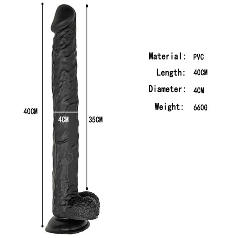 MD Laser Super X-Large Realistic Dildo & Anal Snake 40cm- Black