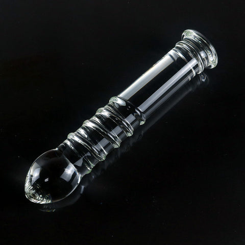 25cm Big Threaded Glass Dildo / Anal Plug - Clear