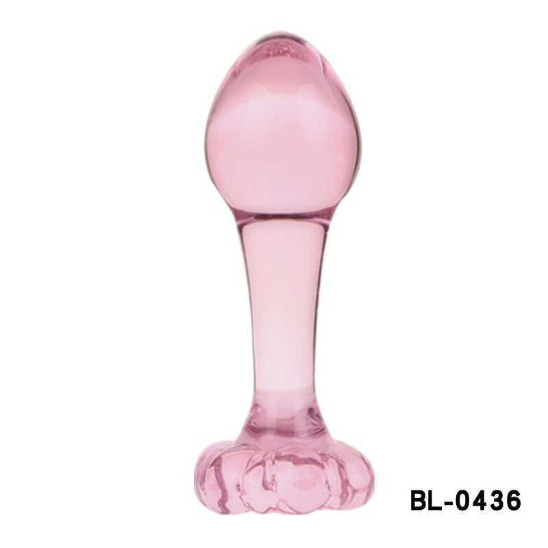 Pink Wearable Crystal Glass Butt Plug & Anal Beads Set - 6 Unique Shapes for Sensual Play