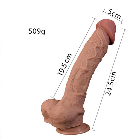 DY Large Silicone Realistic Dildo with Suction Cup - Brown