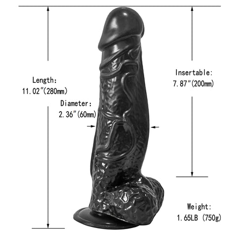 MD Devil 28cm Realistic Dildo with Suction Cup - Black