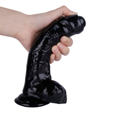MD 20cm Foreskin Baby Crystal Realistic Dildo - Black