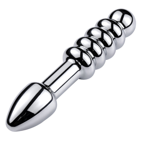 RY Stainless Steel 18cm Anal Beads & Butt Plug