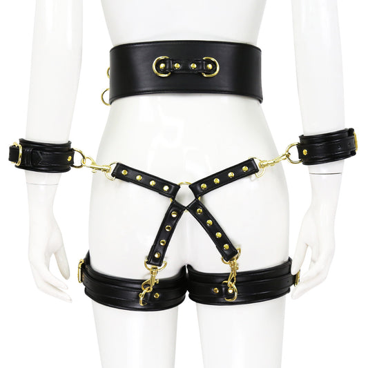 BDSM Sexy Harness Handcuffs & Leg Restraints Bondage Belt Kit