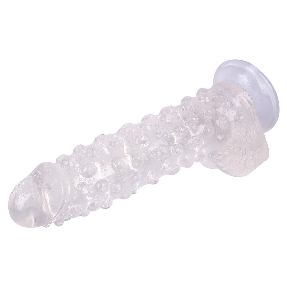 MD 9.05" Beaded Strap On Dildo Harness Kit  - Clear