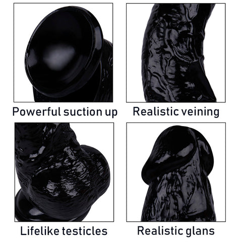 MD BroWing 22cm Crystal Realistic Dildo with Suction Cup -Black