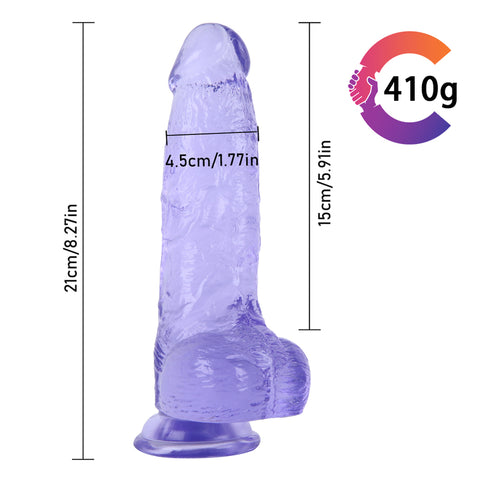 MD Thick 8.27" Crystal Realistic Dildo - Light Blue