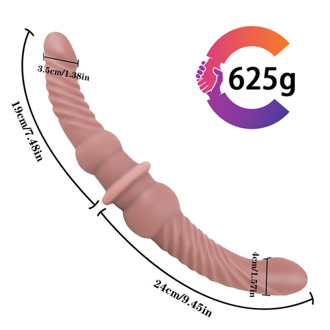 MD 9.45'' & 7.48'' Double Penetration Dildo -  Brown