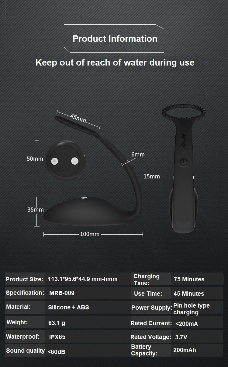 WOWYES Electric Shock Remote Control Prostate Massager Impulse Penis Cock Ring