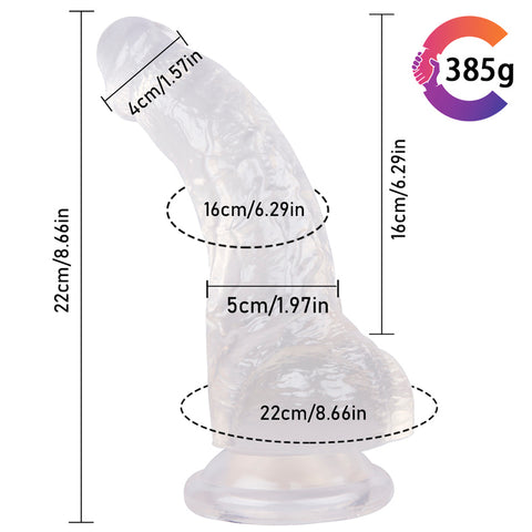 MD BroWing 22cm Crystal Dildo with Suction Cup -Clear