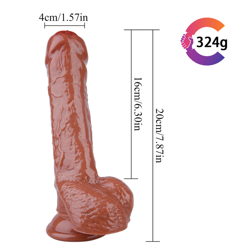 MD 20cm Foreskin Baby Crystal Realistic Dildo - Brown