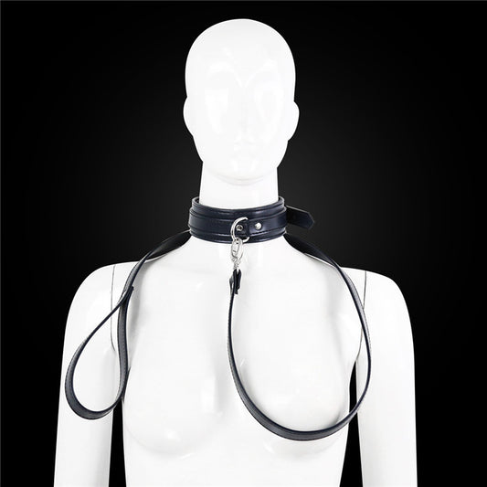 BDSM PU Leather Collar & Leash - Blue