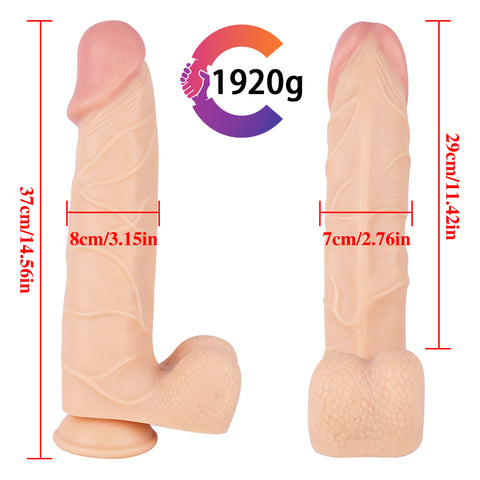 MD Dragon 14.56" Huge Realistic Dildo with Suction Cup - Flesh