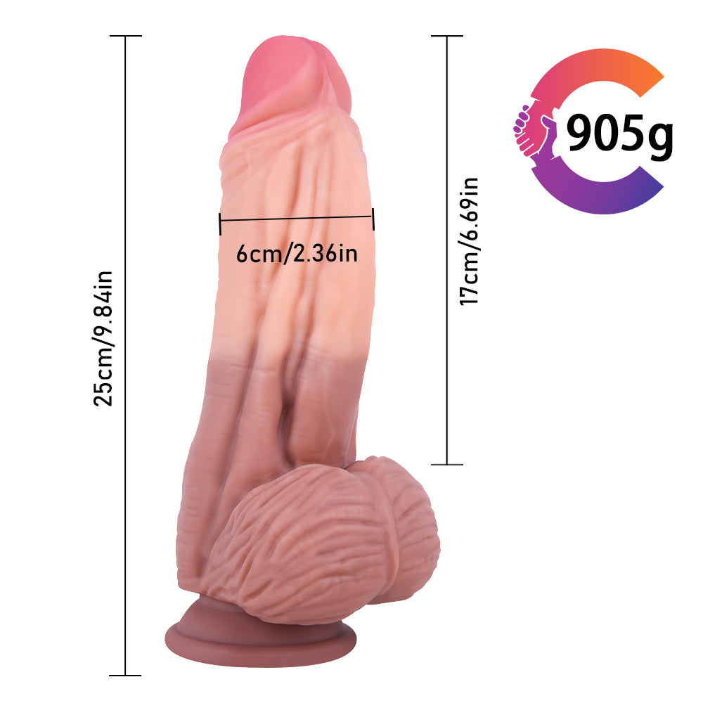 MD 9.84" Huge Bad Dragon Silicone Realistic Dildo with Suction Cup- Mix Flesh