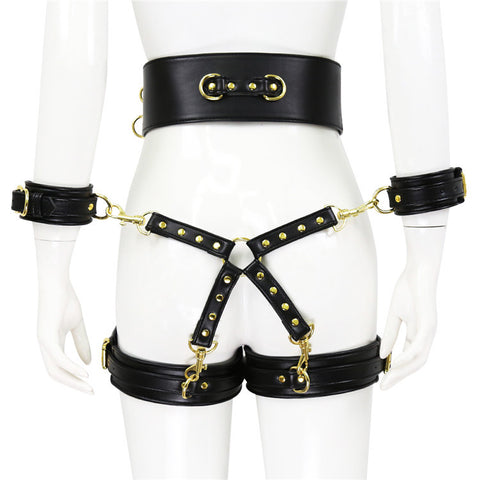 BDSM Sexy Harness Handcuffs & Leg Restraints Bondage Belt Kit