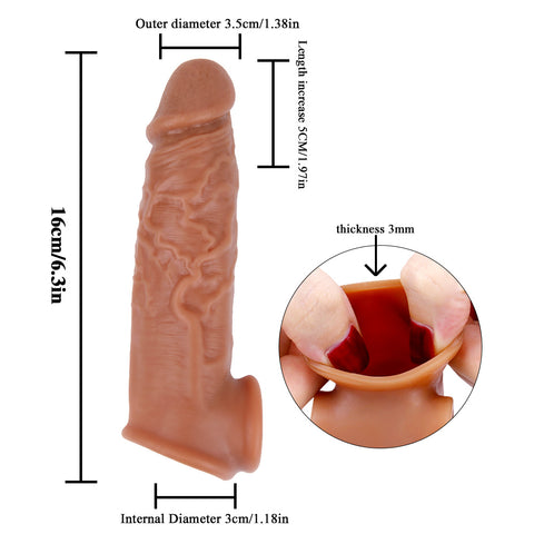 MD M3 Realistic Silicone Penis Sleeve Cock Extender / Add 1.57 inch