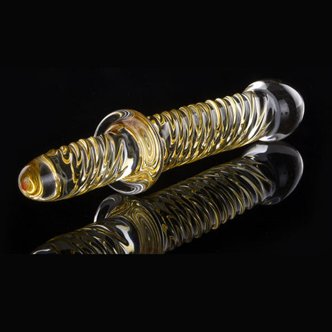 Golden Sward 21cm Crystal Glass Butt Plug / Anal Beads / Thruster Dildo with Handle