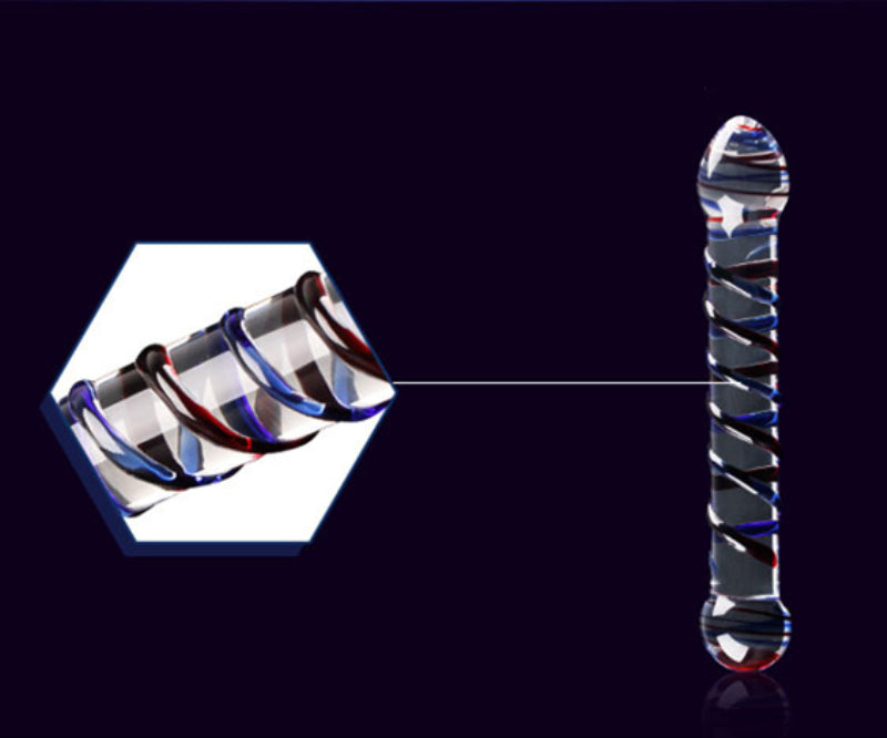 Coloured Ribbon 20cm Crystal Glass Butt Plug / Anal Beads / Thruster Dildo