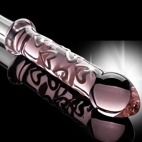 Sweet Heart 21cm Crystal Glass Butt Plug / Anal Beads / Thruster Dildo with Handle