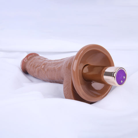 MD Cute Devil Realistic Vibrating Dildo with Suction Cup - Brown