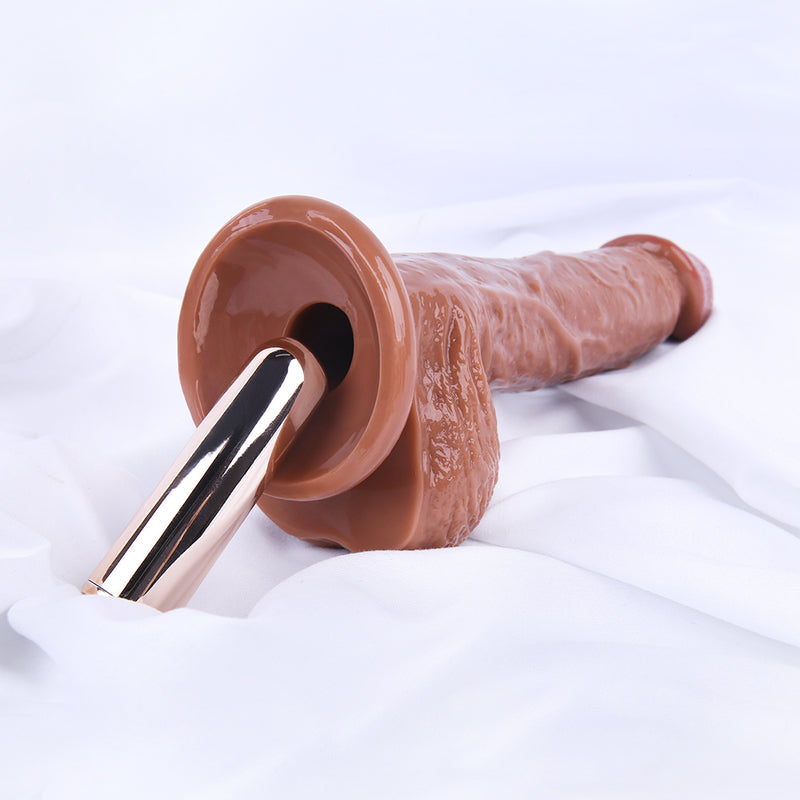 MD Valen 21cm Realistic Vibrating Dildo with Suction Cup - Brown