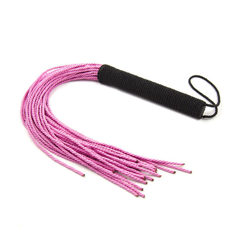 50cm Faux Leather Tassels Bondage Flogger - Black/Pink