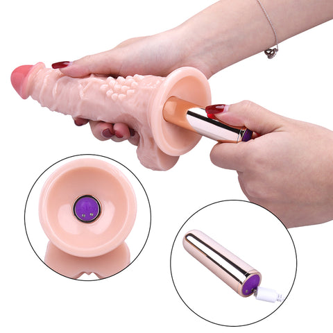 MD War Devil 20cm Realistic Vibrating Dildo with Suction Cup - Nude