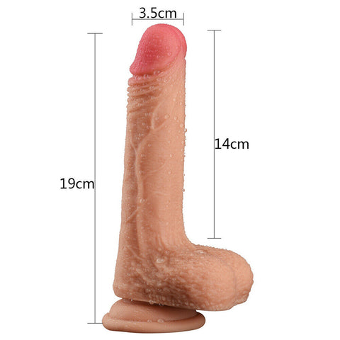 DY 19cm Super Realistic Silicone Dildo with Suction Cup - Nude