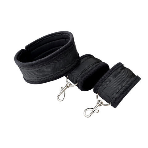 BDSM Restraints Bondage Kit / Handcuffs & Waist Belt & Collar & Blindfold