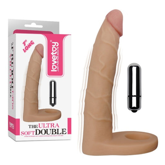 Lovetoy 7" The Ultra Soft Double Penetration Anal Dildo Vibrating Cock Ring