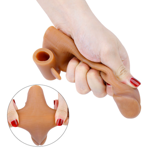 MD M5 Realistic Silicone Penis Sleeve Cock Extender / Add 1.5 inch / Vibe & Normal