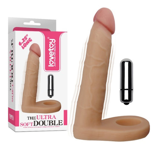 Lovetoy 6.25" The Ultra Soft Double Penetration Anal Dildo Vibrating Cock Ring