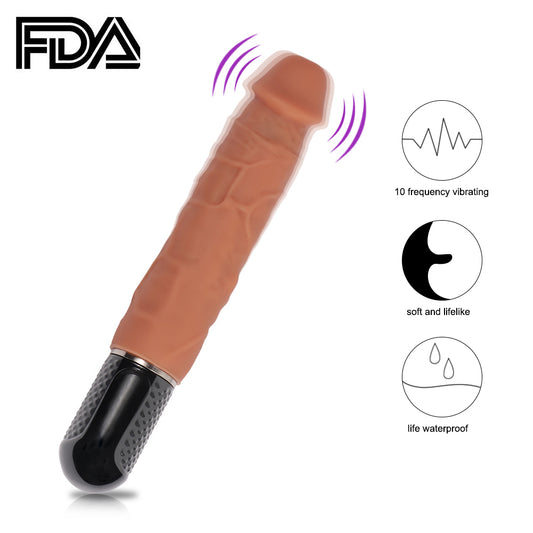 MD FDA Realistic Vibrating Dildo / G-Spot Vibrator Nude